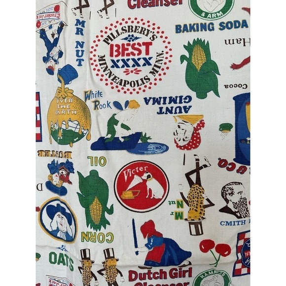 Vintage novelty print brands blanket coverlet with fringe - Picture 10 of 10